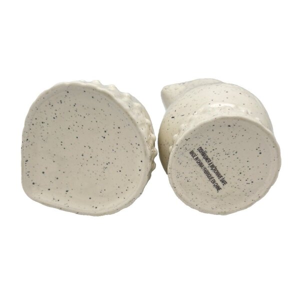 Anthropologie Ceramic Creamer Sugar Bowl Spoon Set Bird Chicken Speckled Pottery - Picture 7 of 7